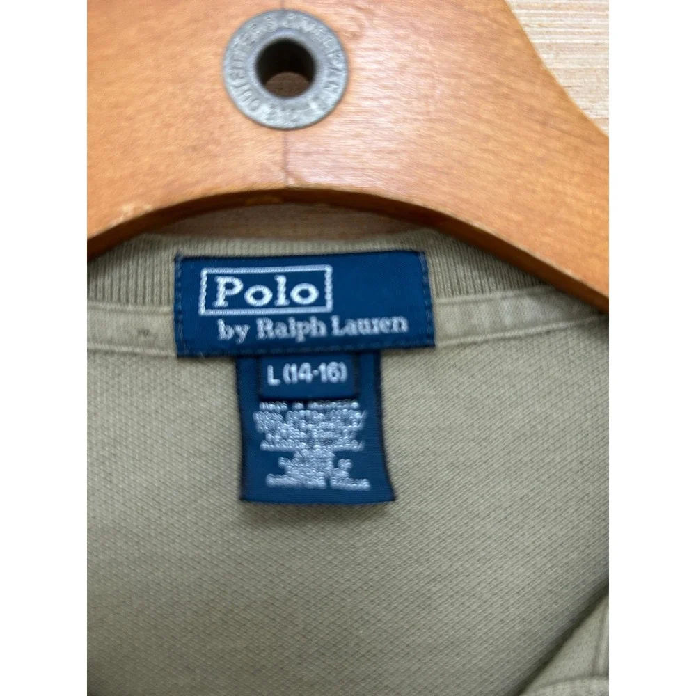 Polo‎ Ralph Lauren Boys L 14-16 Olive Green Pique Short Sleeve Polo Shirt Logo